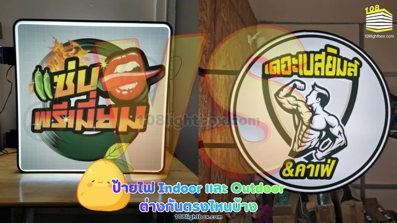 ป้ายไฟ Indoor และ Outdoor ต่างกันตรงไหนบ้าง